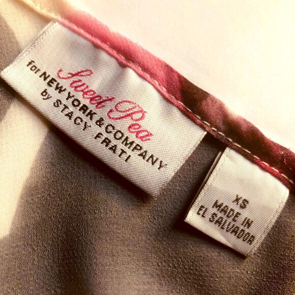 SWEET PEA by Stacy Frati Flower Print Blouse Back V-neck with Bow Sz S-M - Picture 6 of 8